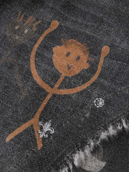 Thesupermade Graffiti Print Cold Transfer Camouflage Layered Cargo Jeans