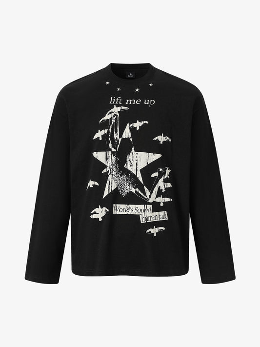 Trendy Graphic Long Sleeve T-Shirt for Men - Perfect for Casual and Festive Wear