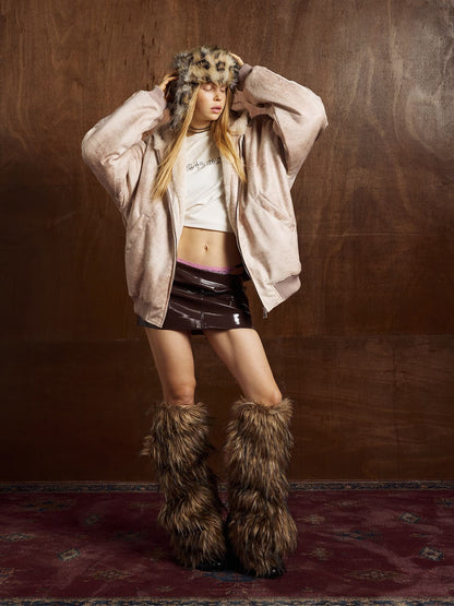 Winter-Ready Corduroy Jacket with Faux Fur Trim for Men