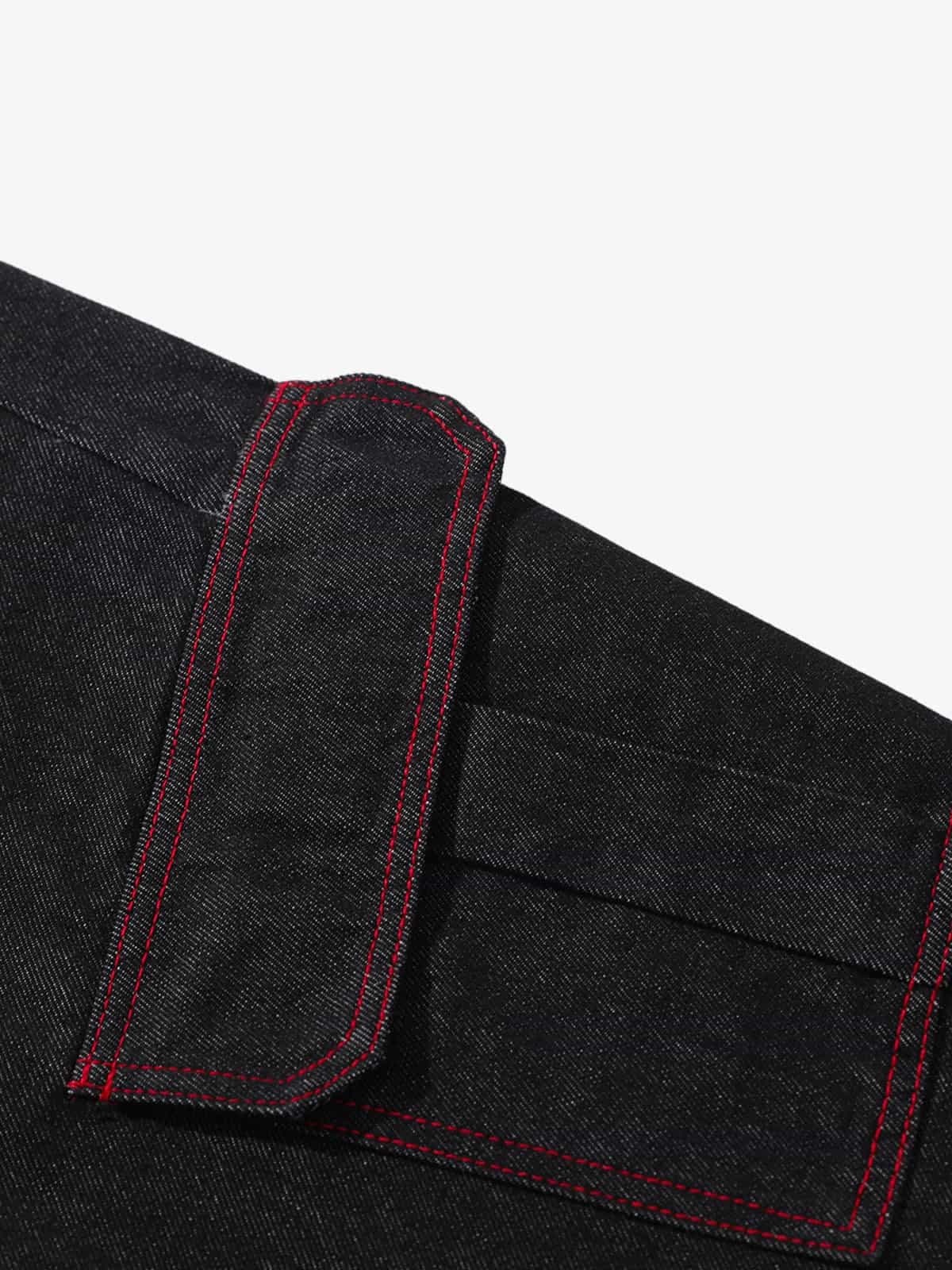 High-Waisted Wide-Leg Cargo Pants with Unique Pocket Design