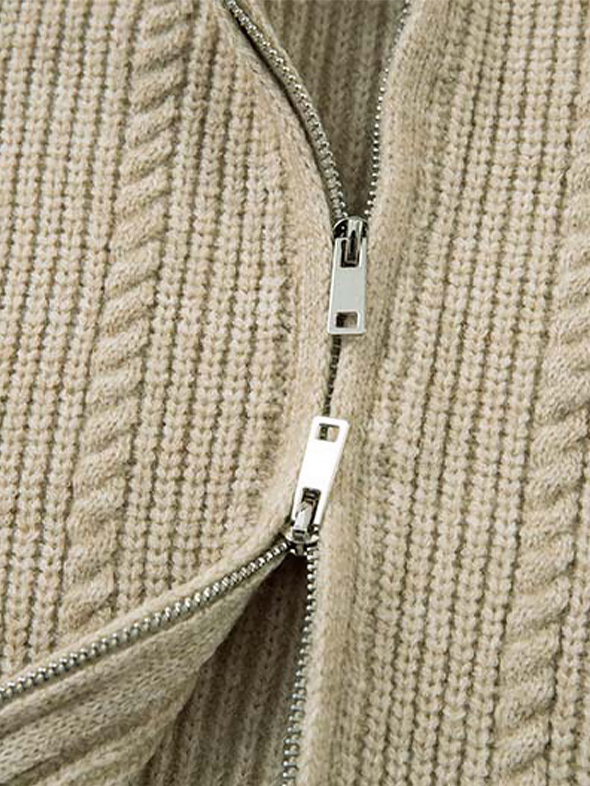 Cable Knit Zip-Up Sweater Jacket for Cozy Elegance
