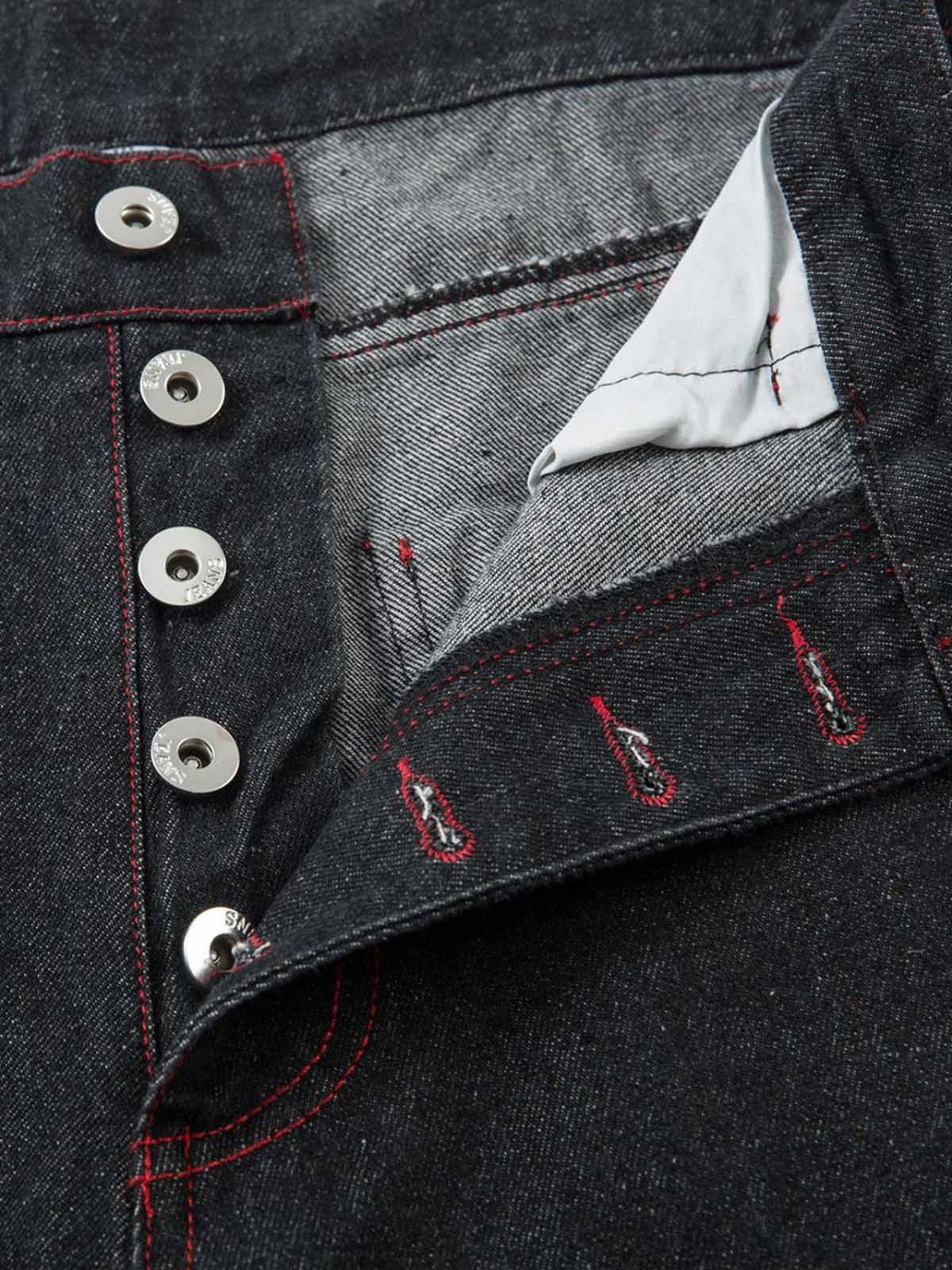 Thesupermade Contrast Thread Cross Letter Embroidered Jeans