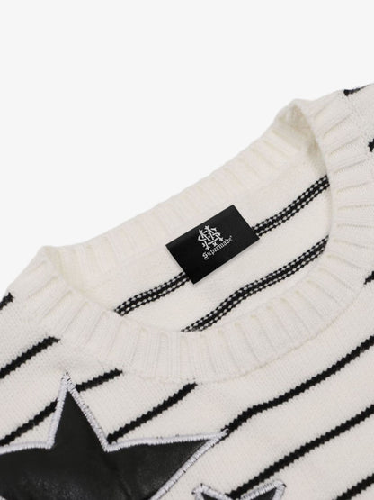 Striped Star-Embellished Sweater for Casual Elegance