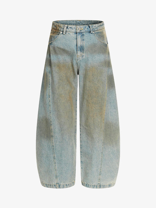 Street Deconstructed Spray Painted Machete Jeans