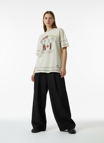 Graffiti Raw Edge Patchwork T-Shirt