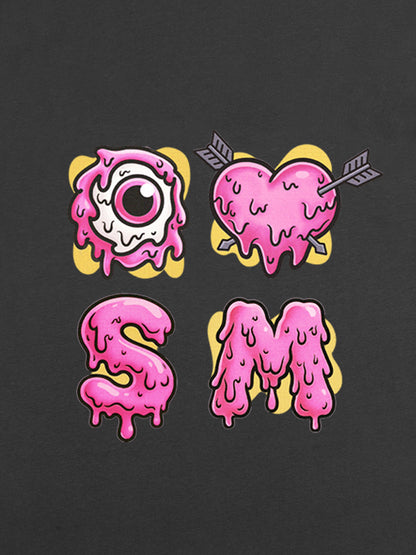 Thesupermade eyeball and love graffiti declaration T-shirt