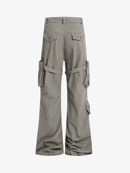 Multi-pocket Cargo Flared Pants