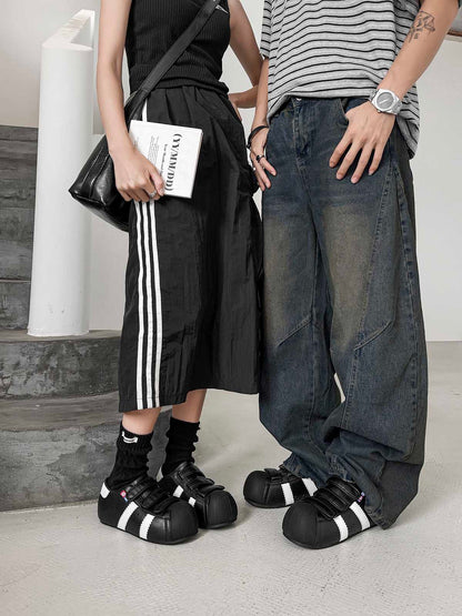 Vintage Shell Toe Velcro Strap Puffy Sneakers