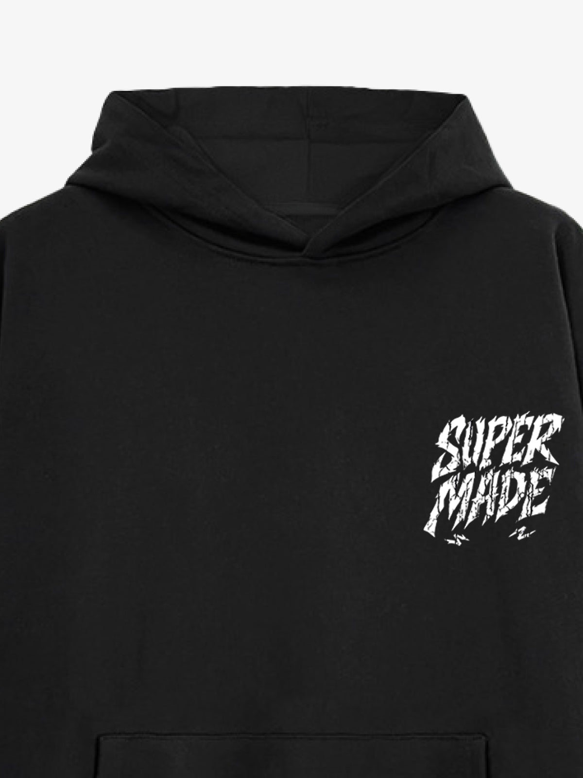 Distressed Graphic Hoodie with Bold Angel Wings Design for Men