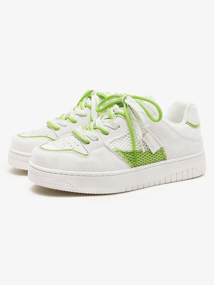 Fashionable Neon Green and White Low-top Sneakers for Everyday Wear