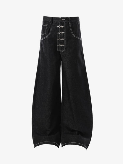 High-Waisted Wide-Leg Cargo Pants with Unique Pocket Design