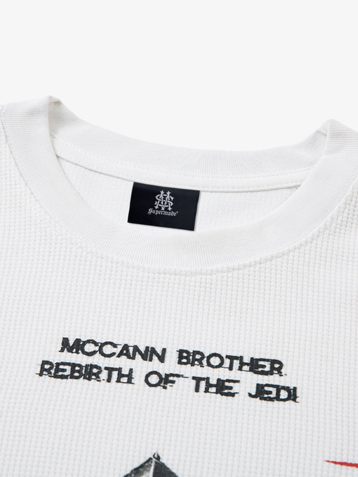 Thesupermade Letter Print Waffle Long-sleeved T-shirt