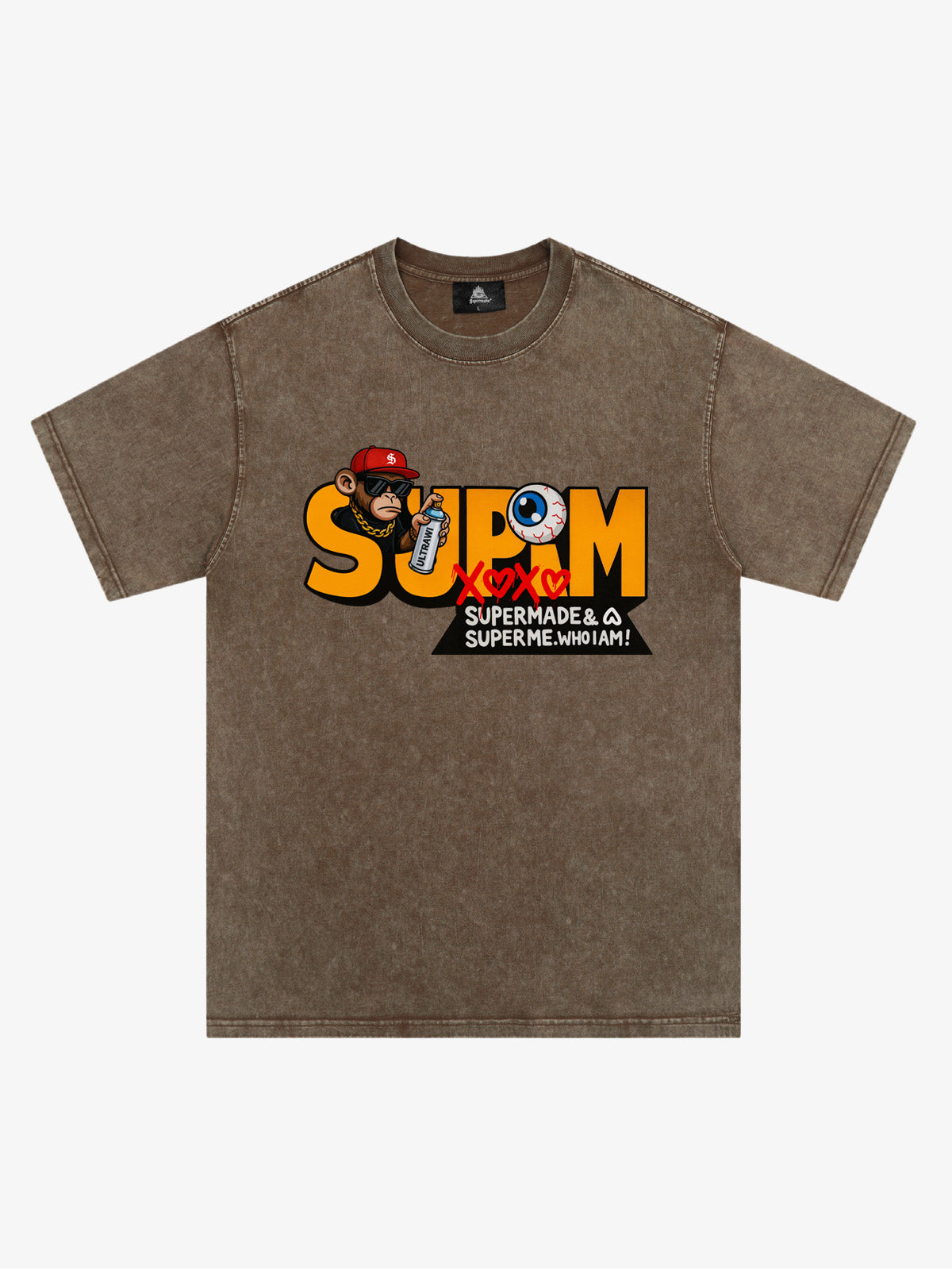 Supermade Trendy Hip-Hop Monkey Graffiti Font T-Shirt