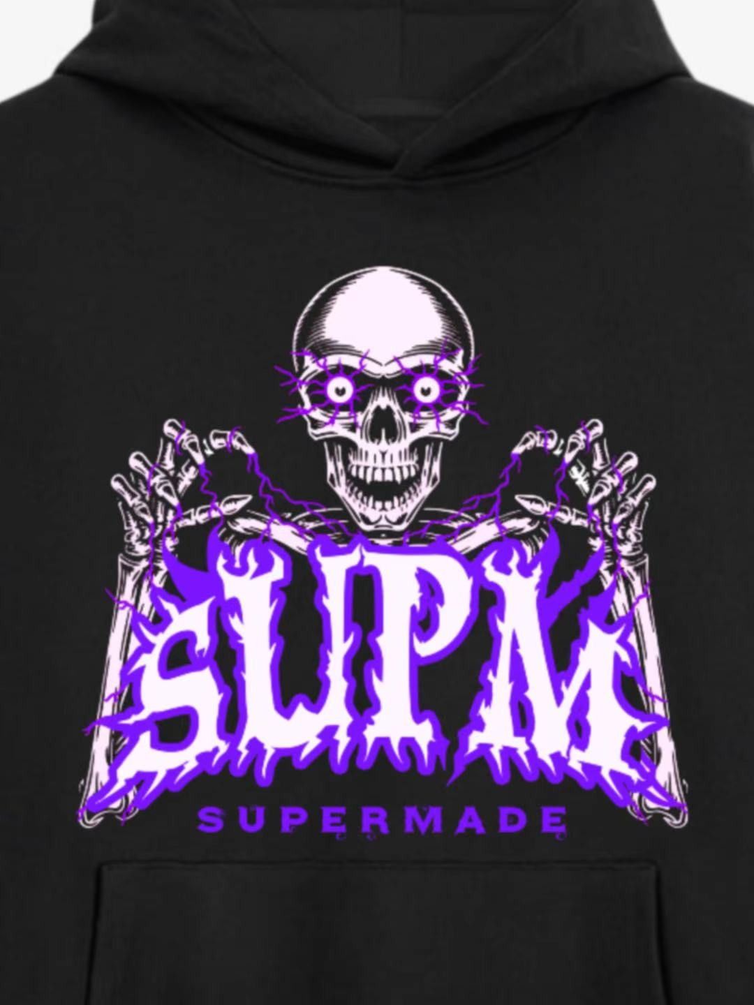 Skull Graphic Hoodie with Purple Accents