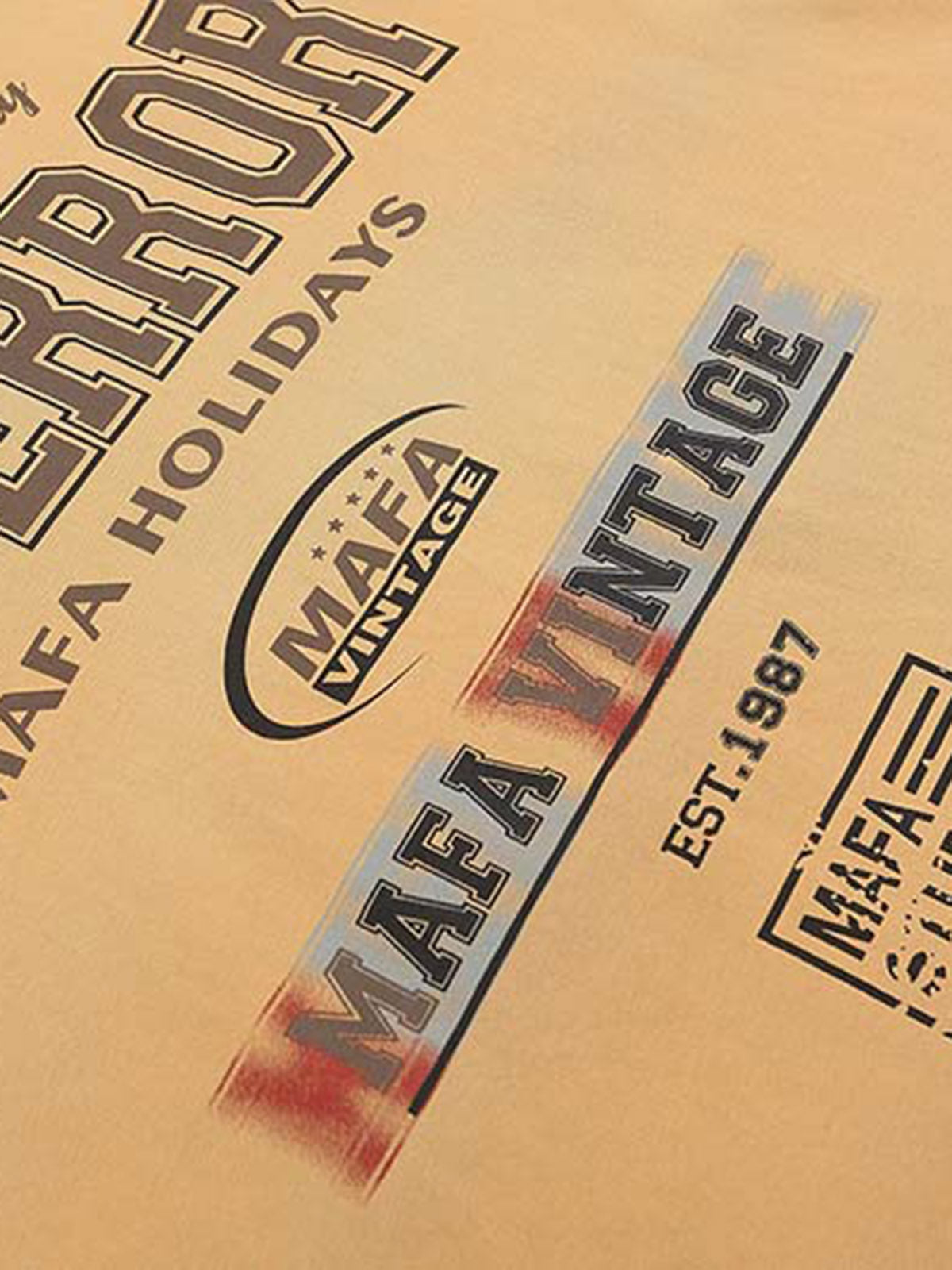 Letter Printed Washed Distressed Gradient Long Sleeve T-Shirt