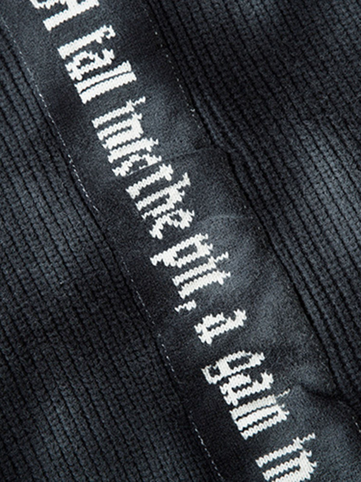 Ribbed Knit Dirty Dyed Embroidery Cross Sweater