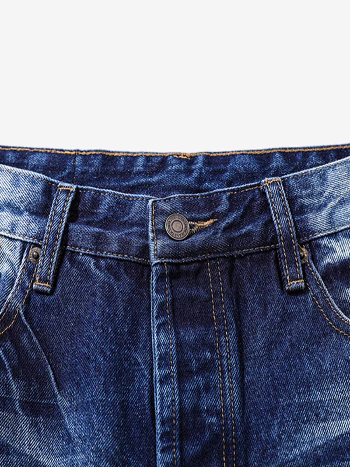 Washed Distressed Wrinkled Dyed Jeans