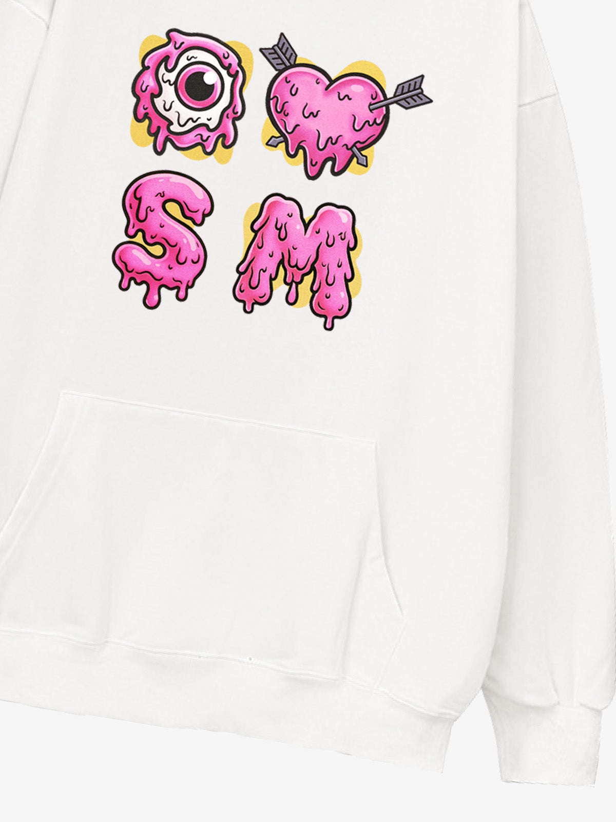 Dripping Heart & Eye Graphic Hoodie for Trendy Looks