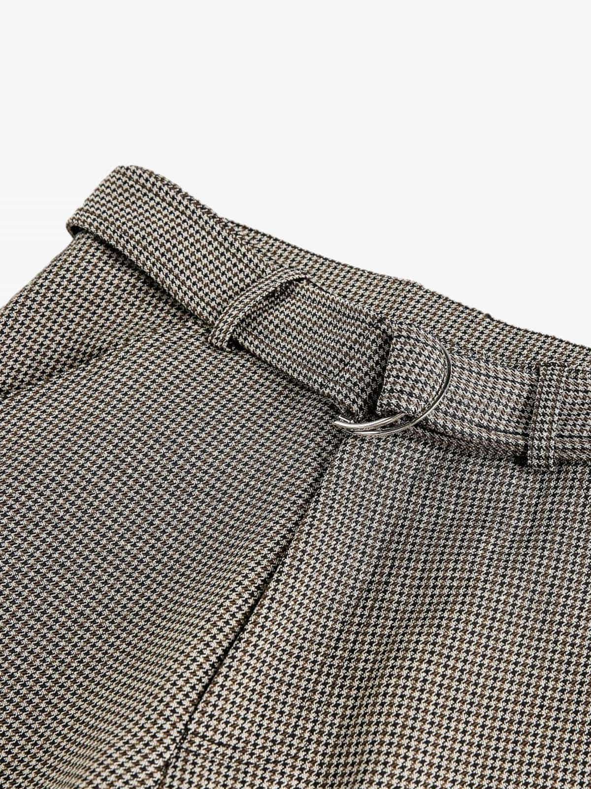 Belted Houndstooth Blazer Pants