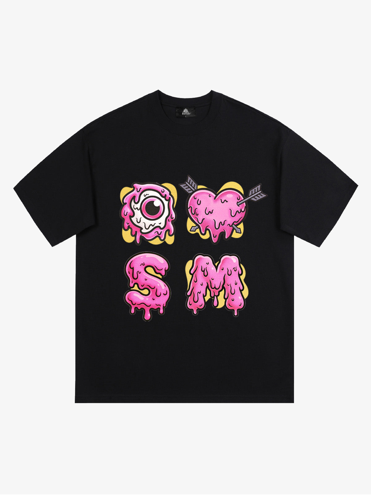 Thesupermade eyeball and love graffiti declaration T-shirt