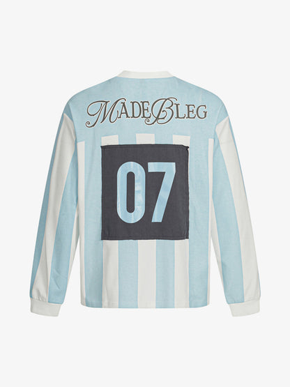 Striped Long Sleeve Jersey with Bold Number Design for Sports Enthusiasts