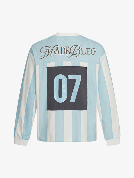 Striped Long Sleeve Jersey with Bold Number Design for Sports Enthusiasts