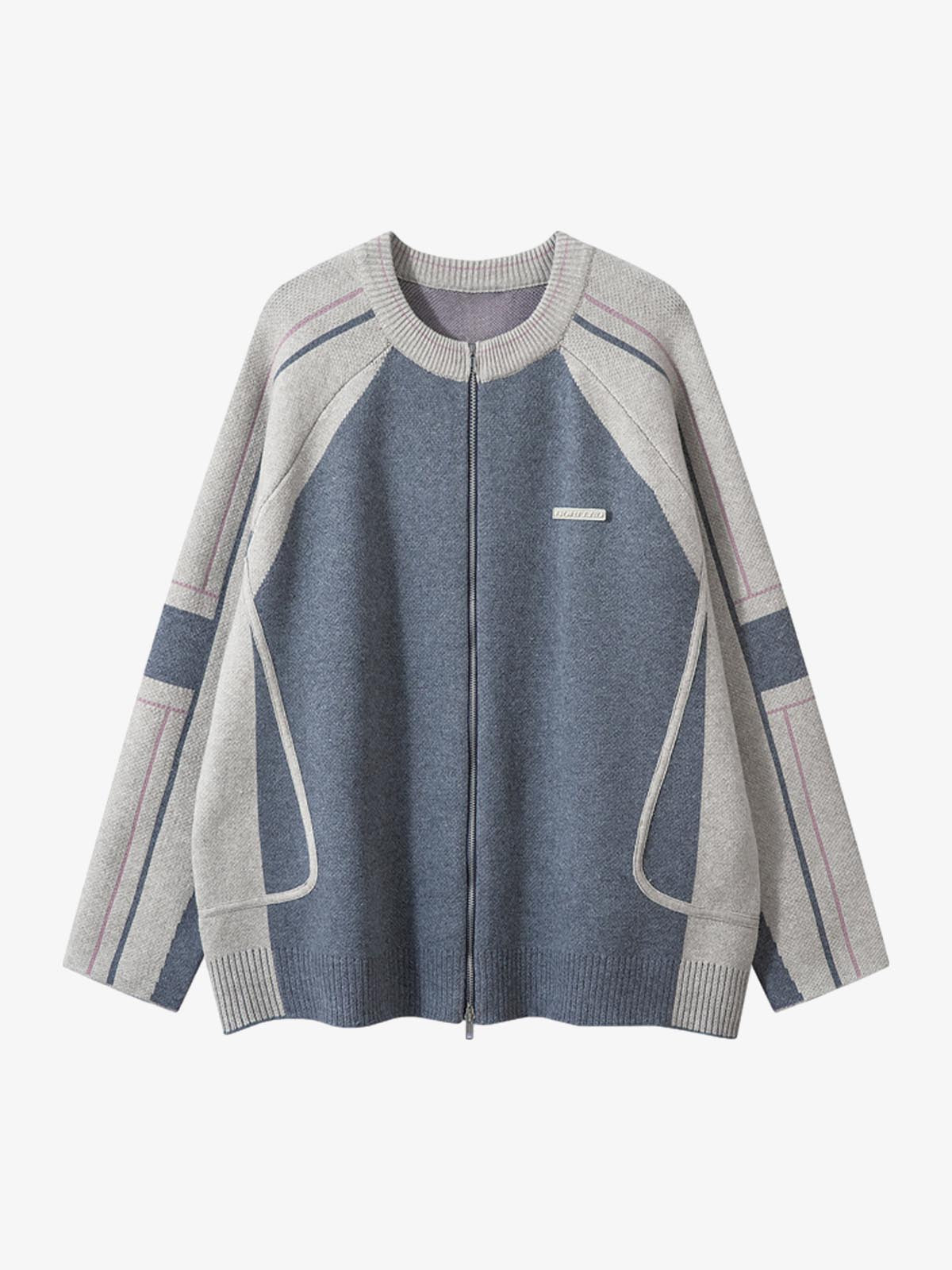 High Street Geometric Deconstruction Splicing Cardigan Sweater