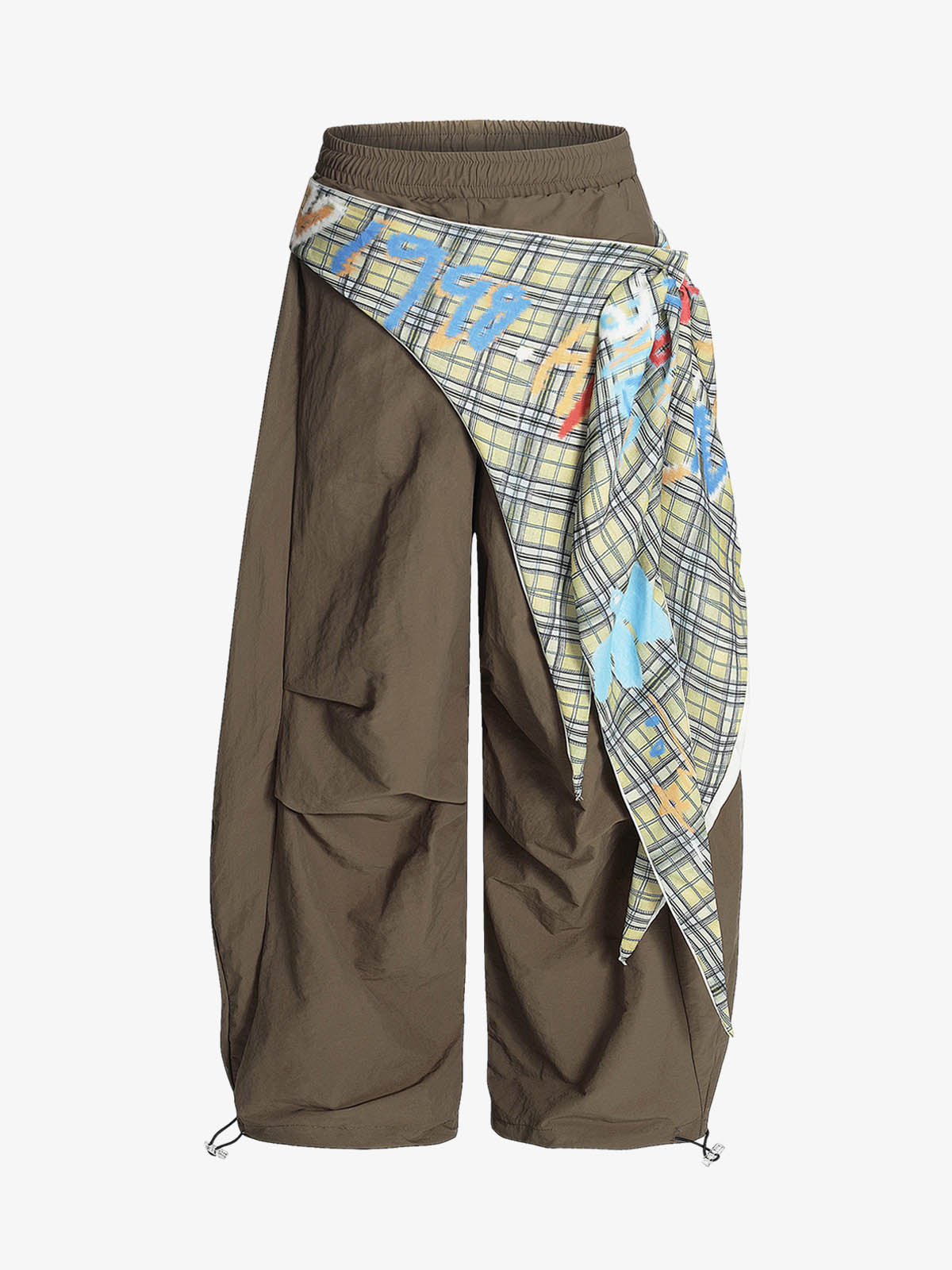 Stylish Wide-Leg Pants with Plaid Overlay for Modern Fashionistas