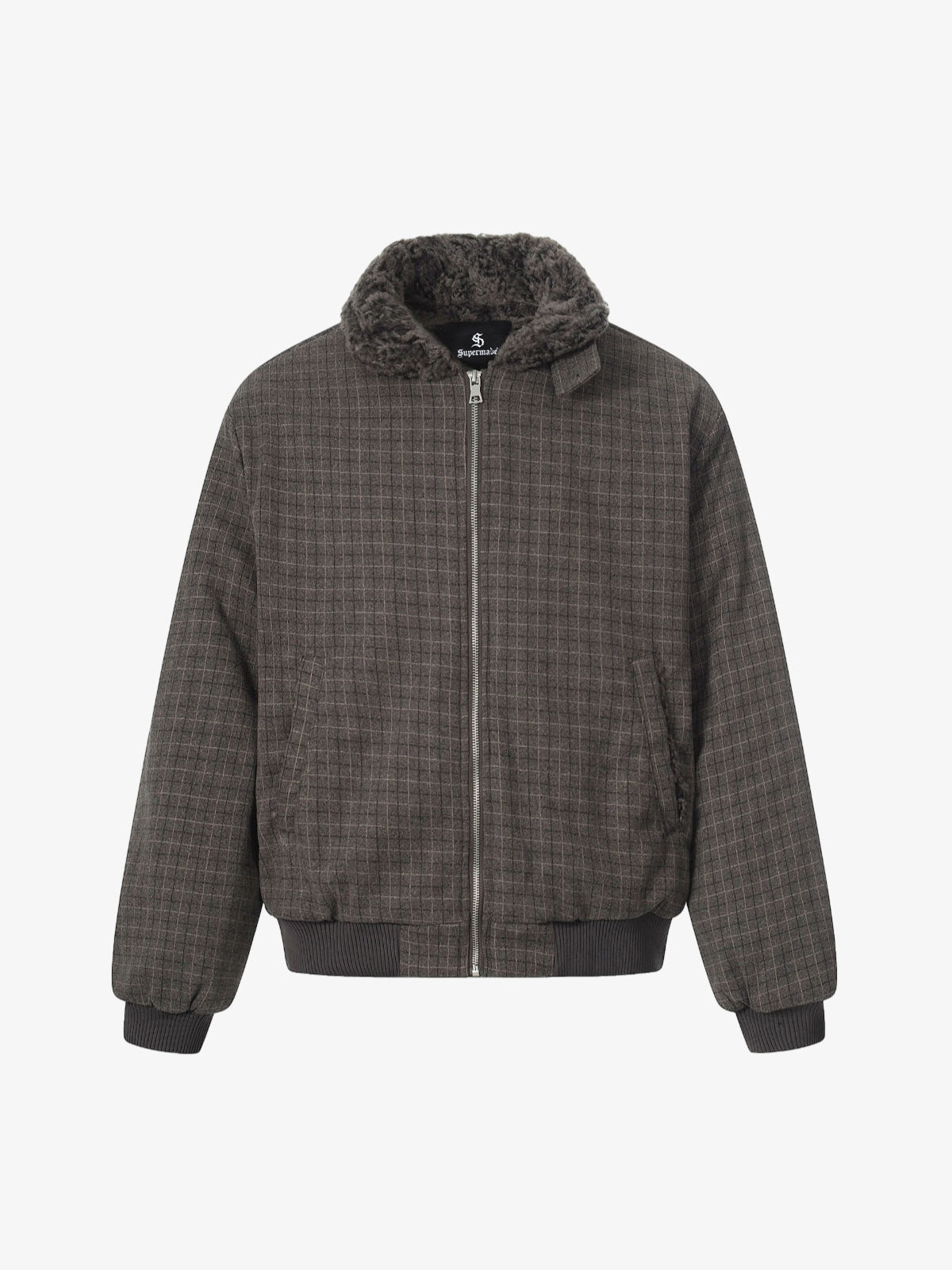 Plaid Bomber Jacket with Faux Fur Collar - Perfect for Casual Winter Wear