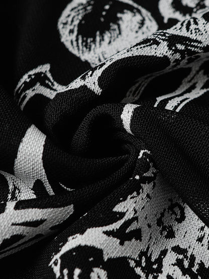 Gothic Skull Print Turtleneck Tight Long Sleeve T-Shirt