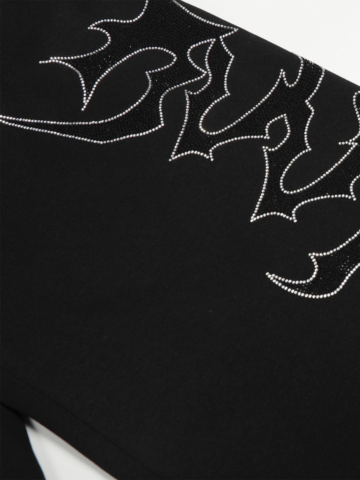 Stylish Black Wide-Leg Pants with Unique Embroidered Design for Casual Wear