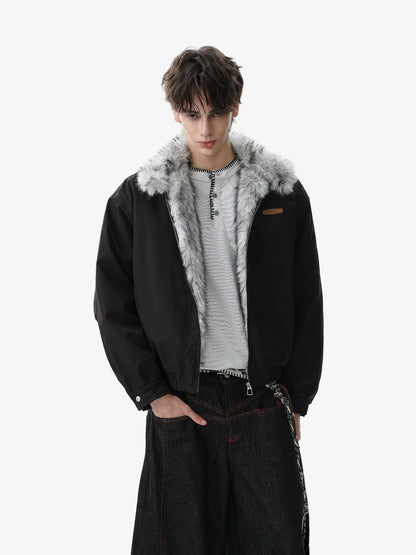 Stylish Winter Bomber Jacket with Faux Fur Collar - Perfect for Cold Weather
