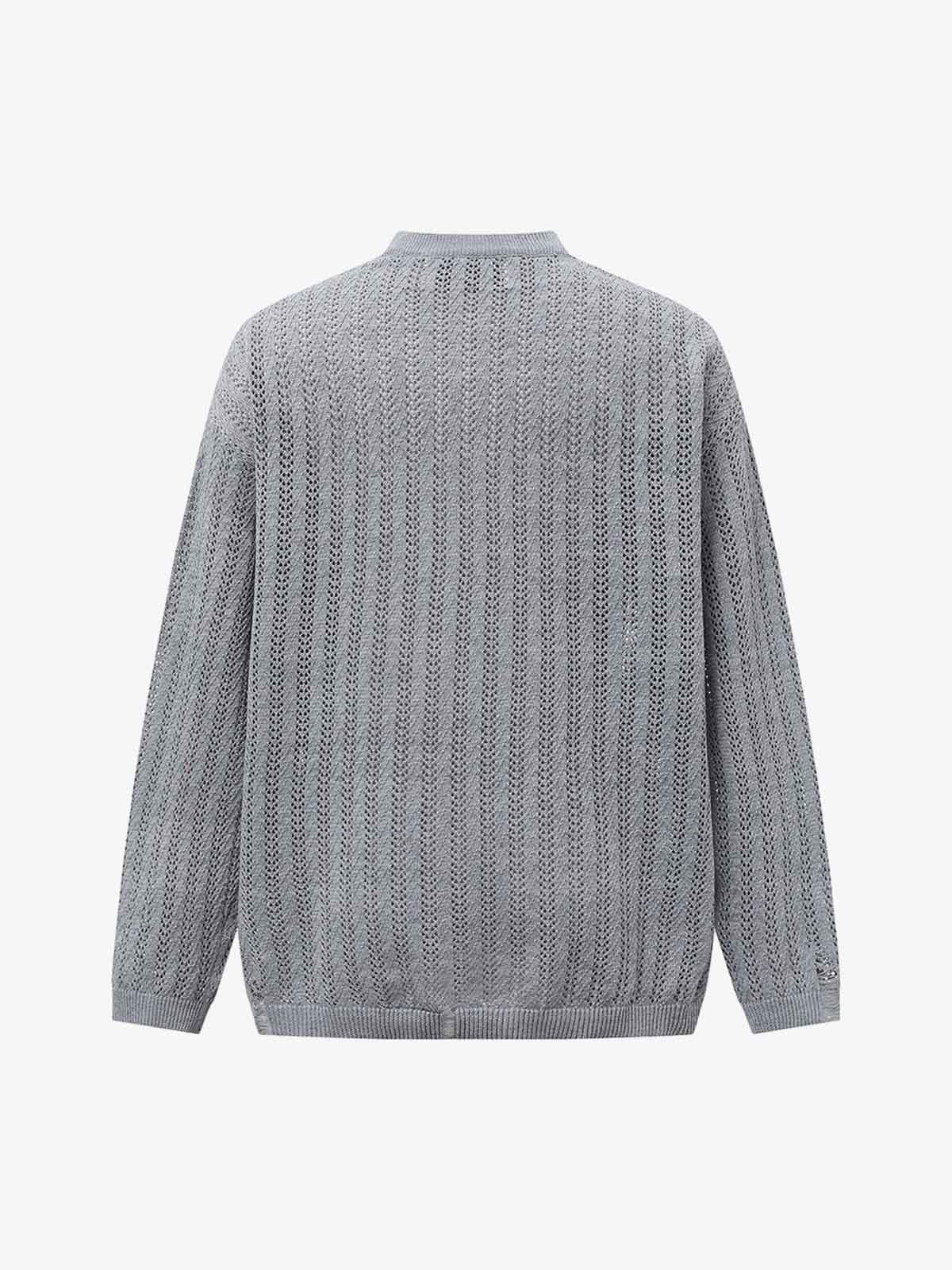 Stylish Knit Sweater with Floral Embroidery and Textured Design