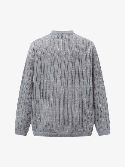 Stylish Knit Sweater with Floral Embroidery and Textured Design