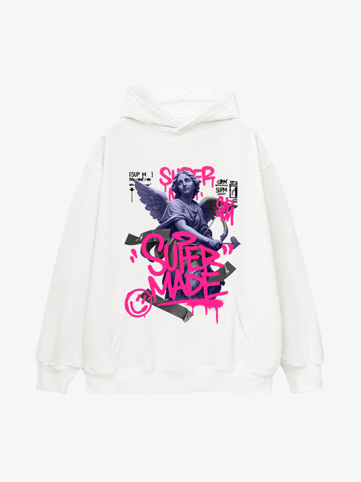 Graffiti Angel Print Hooded Sweatshirt