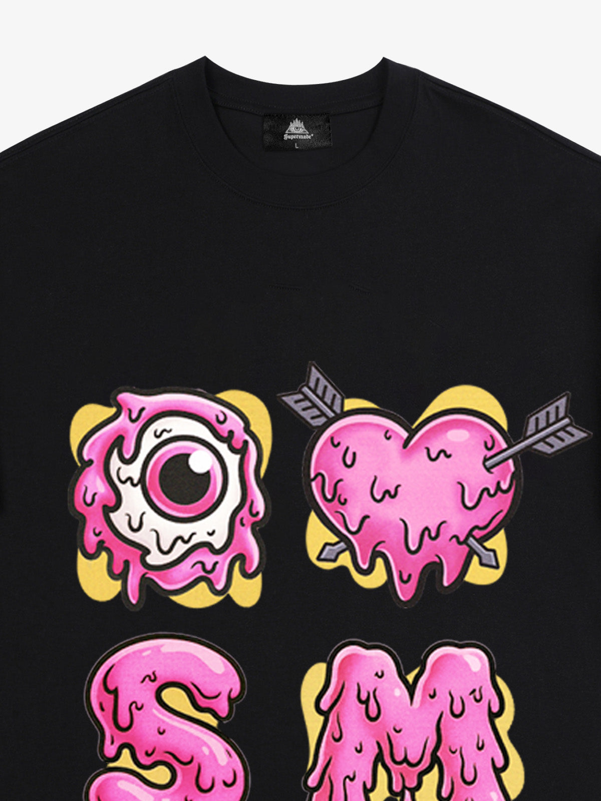 Thesupermade eyeball and love graffiti declaration T-shirt