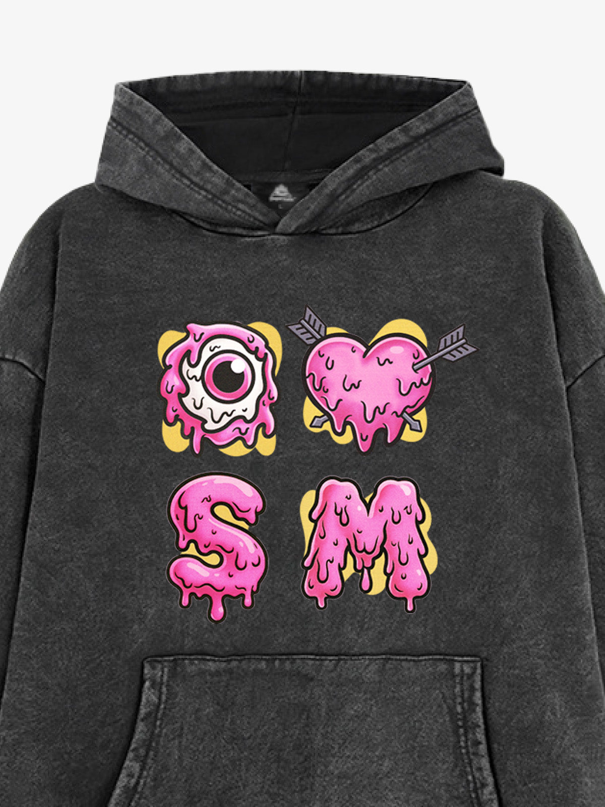 Dripping Heart & Eye Graphic Hoodie for Trendy Looks