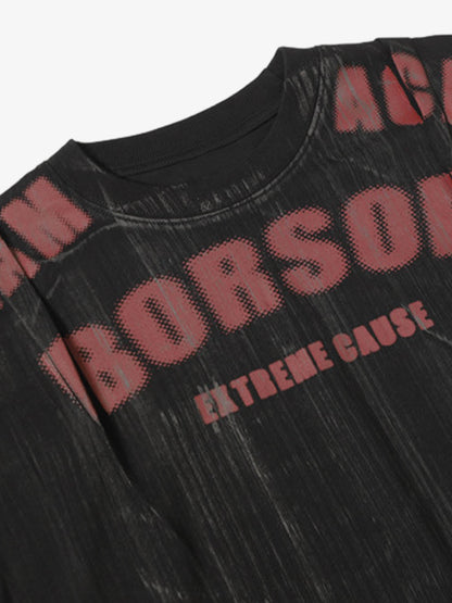 Painted Distressed Print Short-sleeved T-shirt