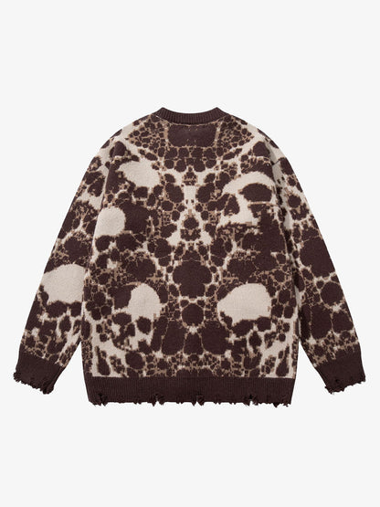 Skull Pattern Knit Sweater for Casual and Fashionable Looks