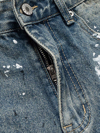 Ripped Hand-Painted Graffiti Ripped Jorts