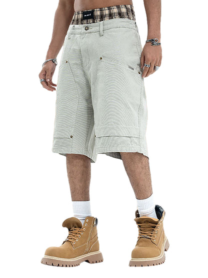 Retro Structured  Design Cargo Shorts