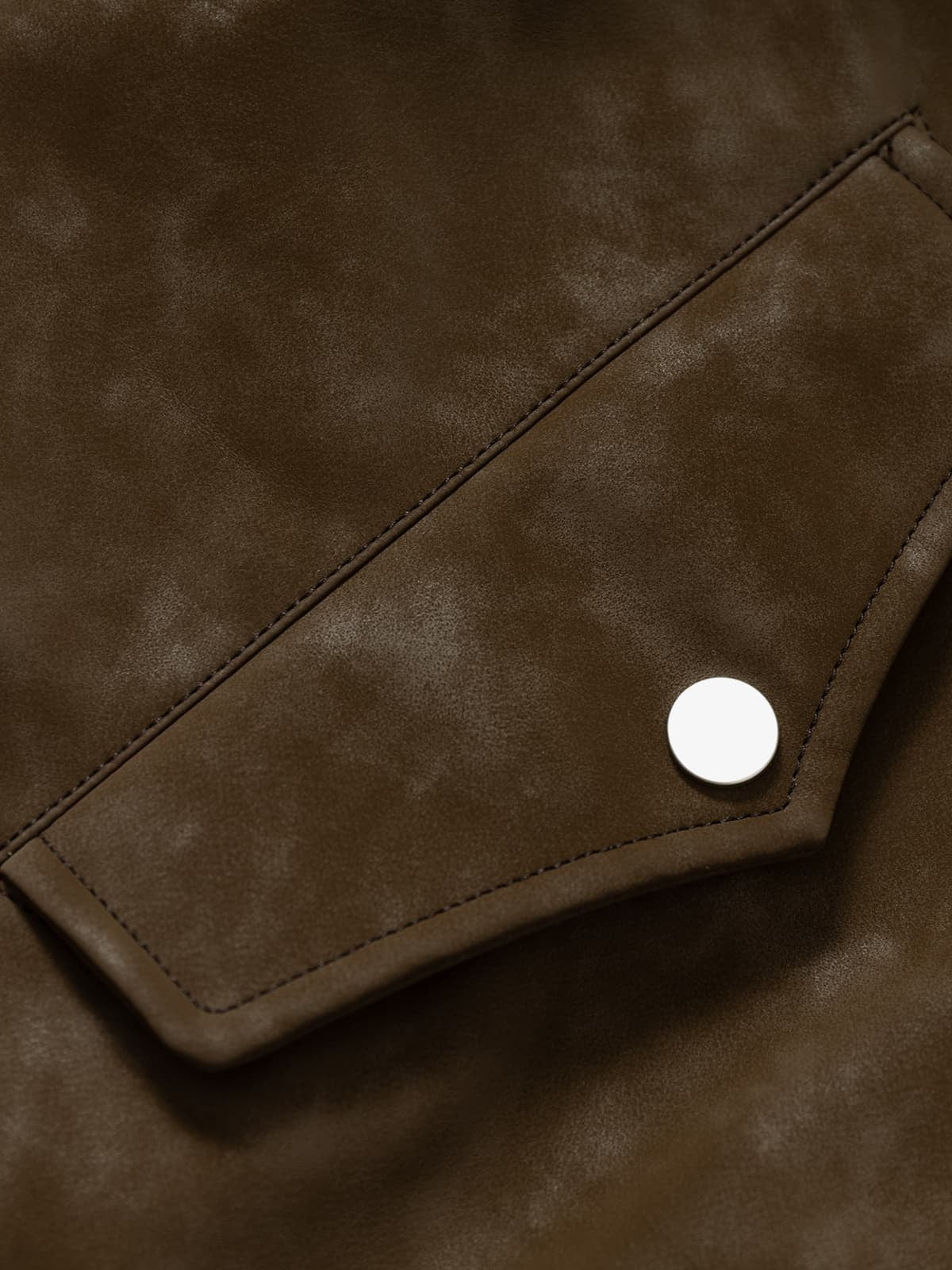 Thesupermade Webbing Stitching Leather And Lambskin Cotton Coat