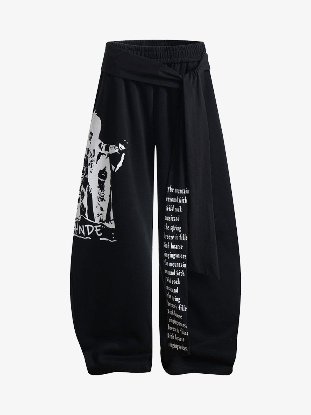 Stylish Wide-Leg Pants with Graphic Print and Text Design for Casual Wear