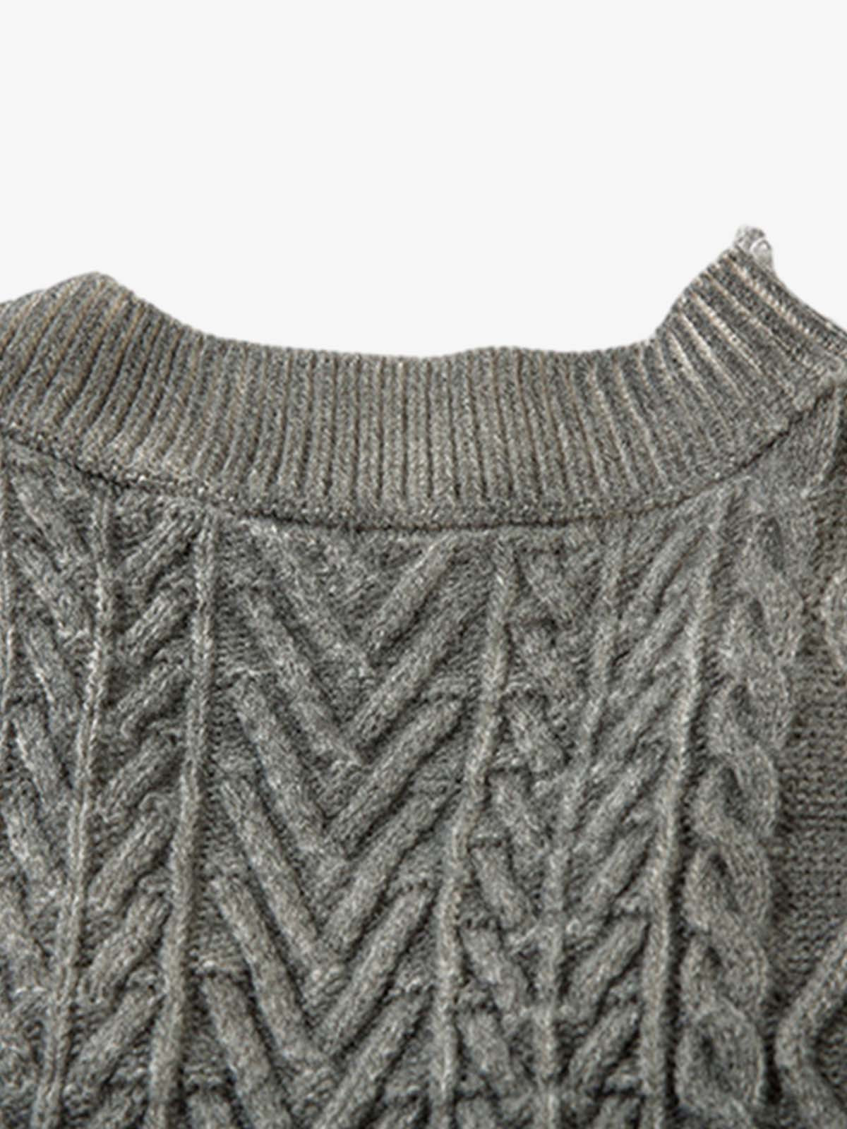 Cable Knit Cardigan Damaged Dirty Dyed Sweater