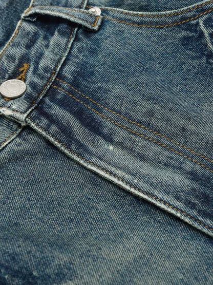 Washed Distressed Barrel Denim Jorts