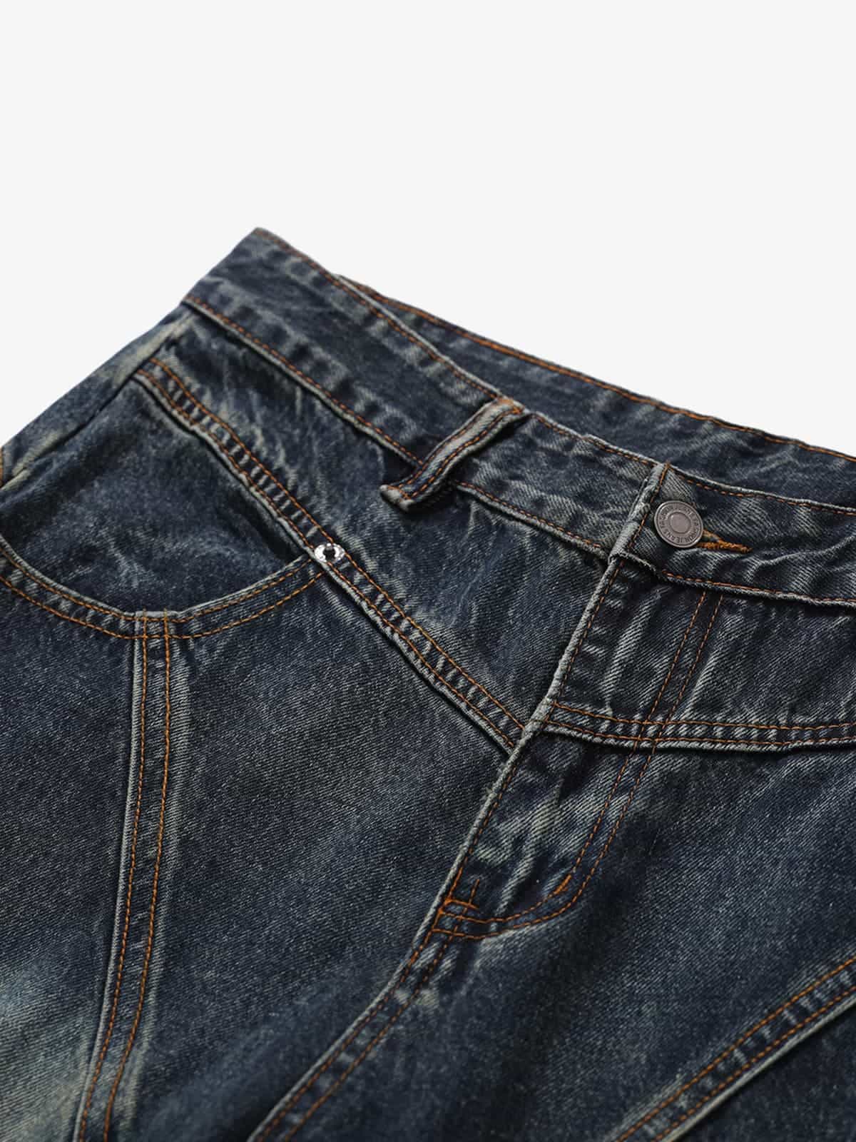 High-Waisted Wide-Leg Cargo Pants with Unique Pocket Design