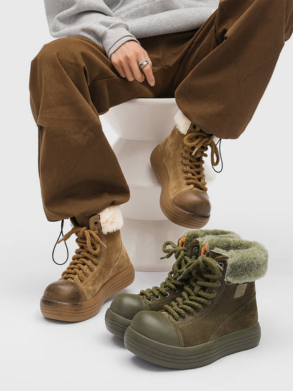 Winter Warmth High-Top Sneaker Boots with Fuzzy Collar