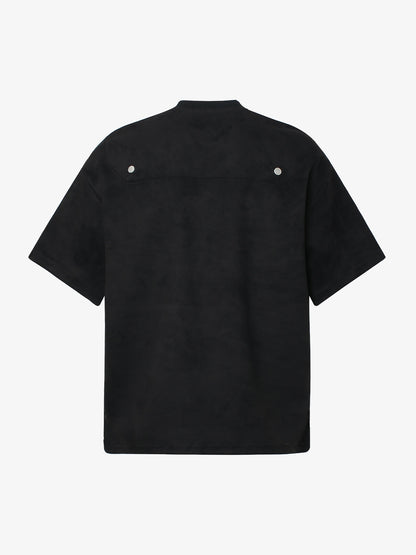 Metallic Print Suede Crew Neck T-Shirt