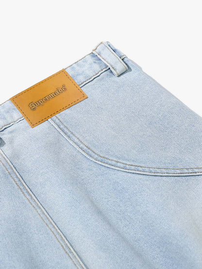 Wide-Leg Denim Trousers with Distressed Details for Everyday Style