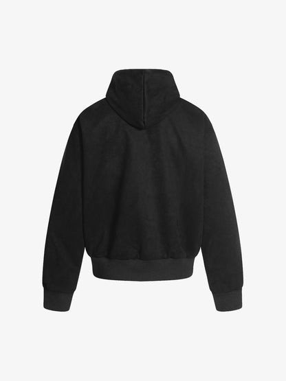 Suede Leopard-Trimmed Paneled Bomber Jacket